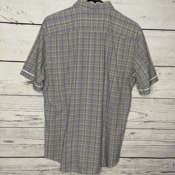 Hugo Boss Mens Shirt Size L Purple/Green Check Button Down Short Sleeve - Picture 5 of 8